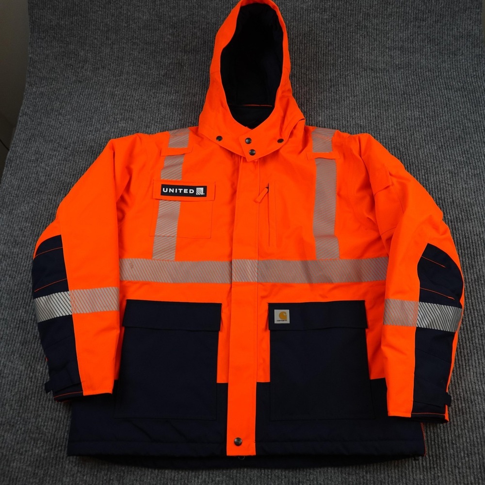 Carhartt Sherwood Jacket Mens XL Orange Hooded Insulated United High Visibility